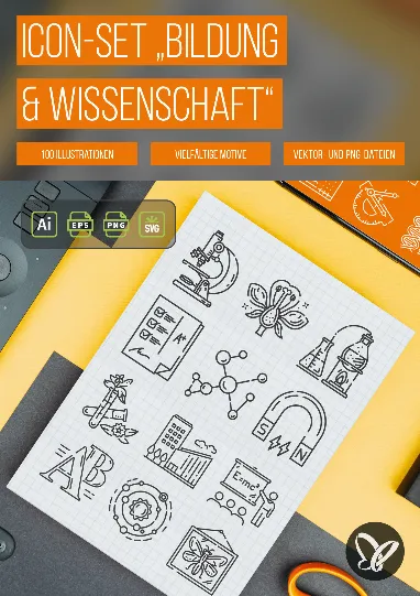 Icon-Set „Bildung & Wissenschaft“: 100 Bildungs-Symbole
