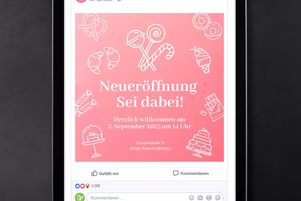 Icons zu den Themen Food und Essen, Drinks und Getränke, Restaurants und Bars an der Wand in einem Social-Media-Post