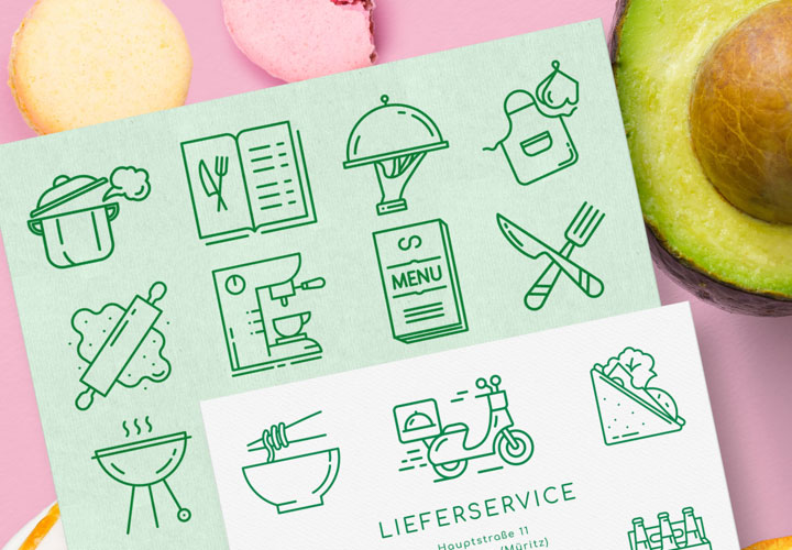 100 Icons: Food, Drinks, Restaurants und Bars