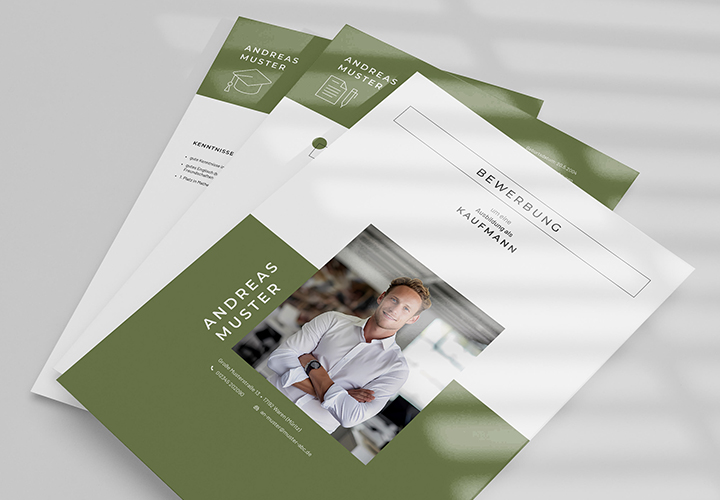 Bewerbung Ausbildung: Design-Muster mit Lebenslauf, Deckblatt und Anschreiben-Layout