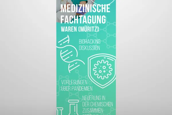 Icon medici su un roll-up.