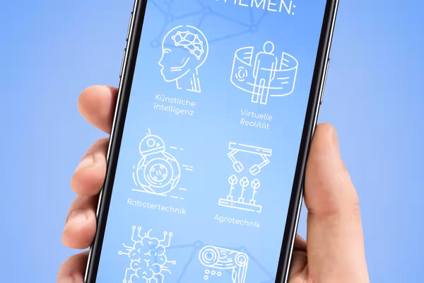 Iconos de informática y tecnología digital en un smartphone