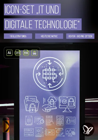 Icon-Set „IT und digitale Technologie“ mit 110 Grafiken