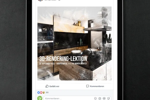 Κουζίνα σε ύφος ημιτόνο σε μια ανάρτηση στα social media.