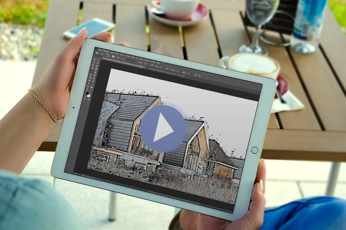 Video-Anleitung: Photoshop-Aktion „Painted“ auf Architektur-Bilder anwenden