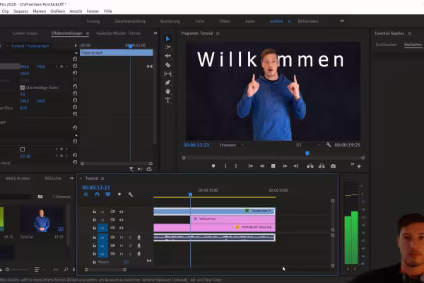 Adobe Premiere Pro ile video düzenleme eğitiminden bir ekran görüntüsü.