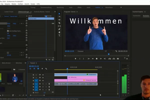 Screenshot aus dem Tutorial zur Videobearbeitung mit Adobe Premiere Pro