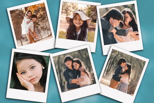 Acțiune Photoshop pentru a afișa fotografii într-o colaj Polaroid.