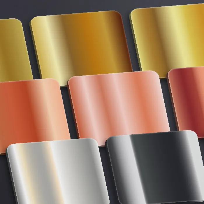 Sfumature dorate, argento e rame: 150 sfumature per Illustrator, Affinity Designer e Affinity Photo.