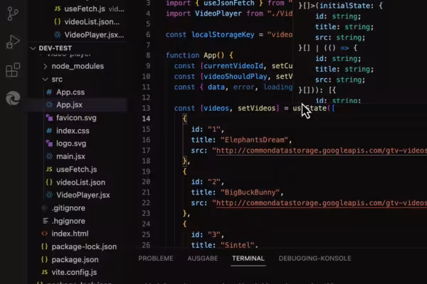 Skjermbilde fra React-opplæringen