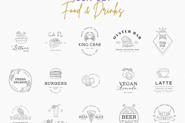 Logo-Vorlagen zu den Themen Food und Getränke