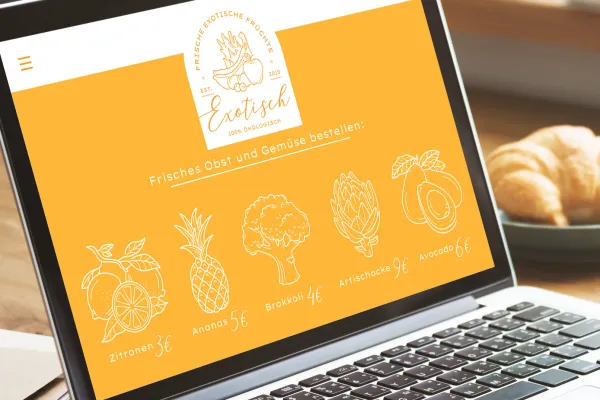 Food-Illustrationen auf einer Webseite