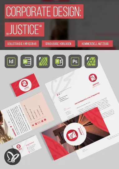 „Justice“ – Geschäftsausstattung für Anwälte, Kanzleien und Rechtsberatung