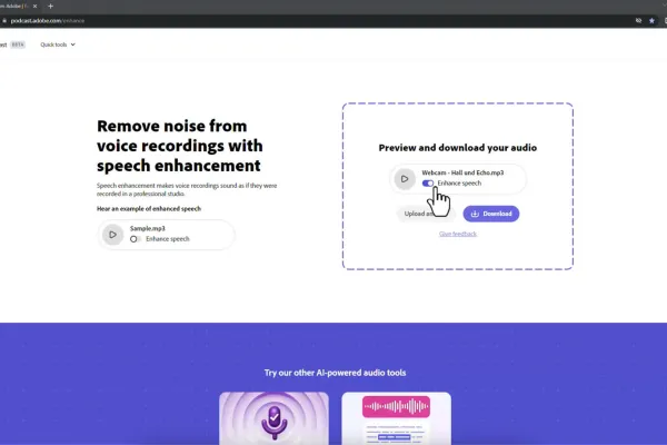 Adobe Podcast zur Bearbeitung von Audio-Aufnahmen