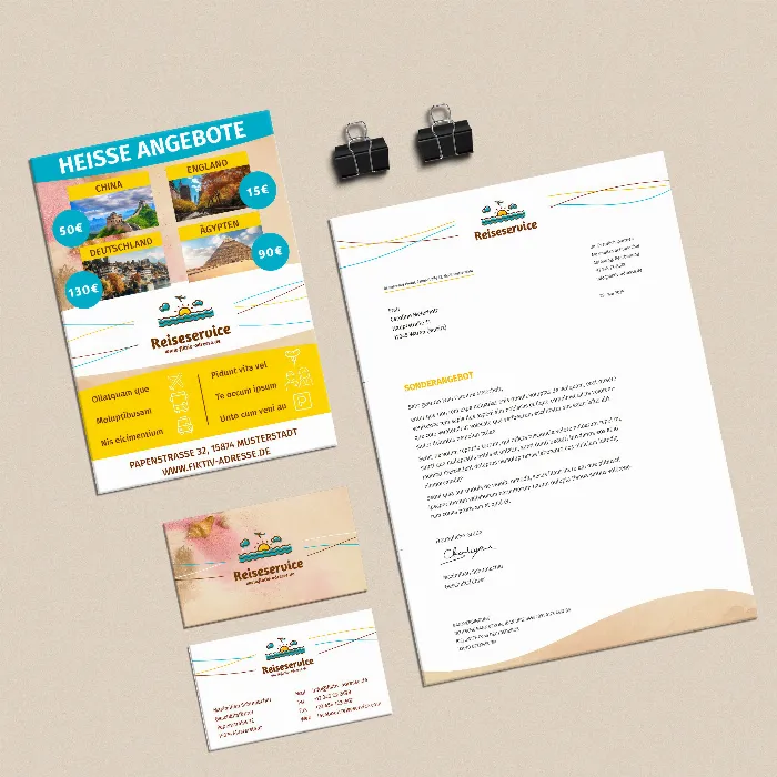 Sunshine" - sjablonen voor vakantie- en reisreclame voor hotels, pensions enz.