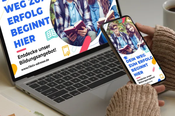 Template spanduk iklan untuk Photoshop dan Affinity Photo dengan tema Pendidikan