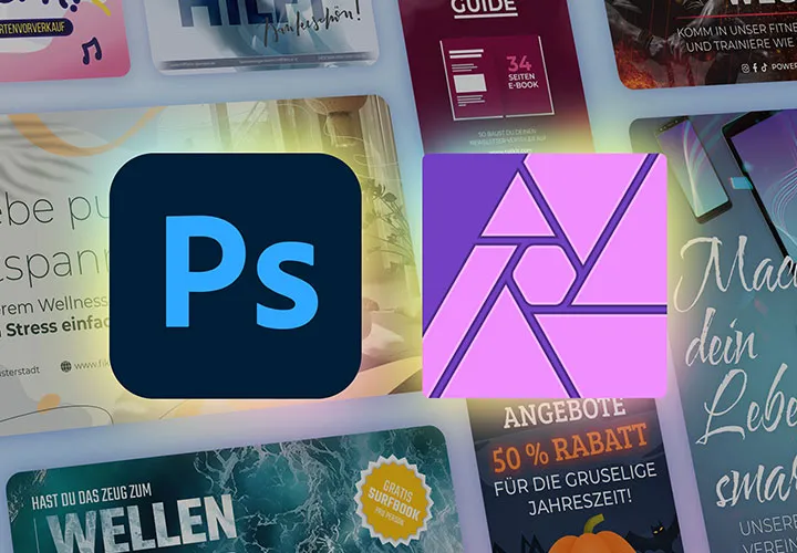 Creare banner: modelli per Photoshop & Affinity Photo