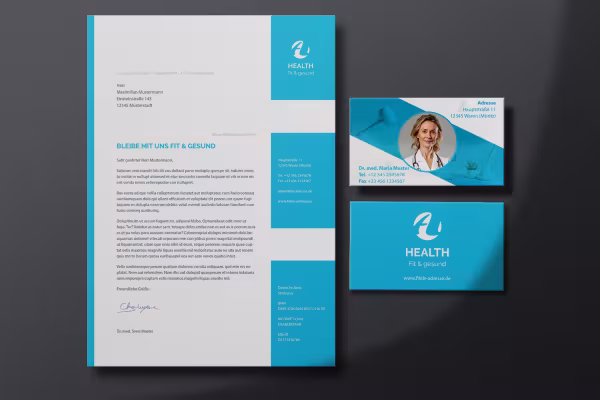 Design templates for doctors, dentists, healthcare: Letterhead, business card