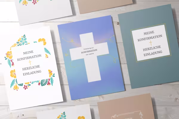 Templates for confirmation invitation cards in A5 portrait format