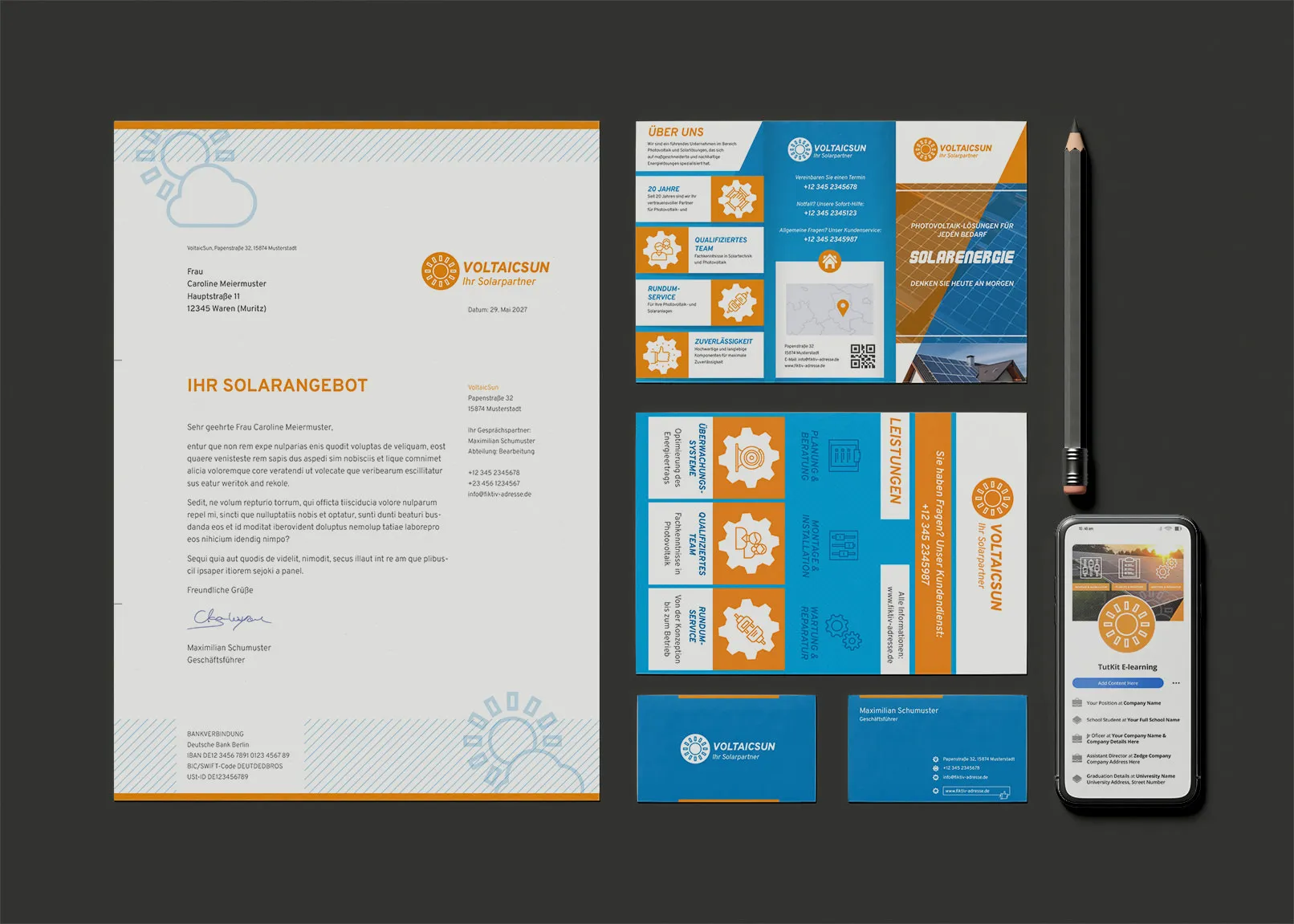Corporate-Design-Vorlagen für Handwerk und Mittelstand: Flyer, Briefpapier, Visitenkarte
