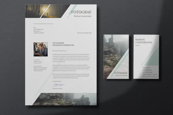 Șabloane de design corporativ pentru fotografi și studiouri foto: hârtie cu antet, flyer