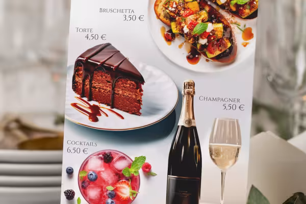 Pictures of food and drinks: designing menu cards