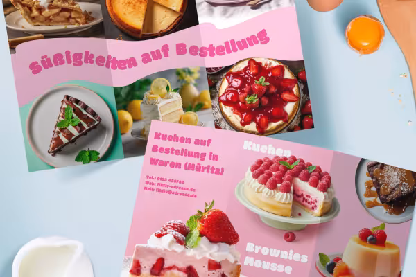 Pictures of food and drinks: Desserts in a flyer