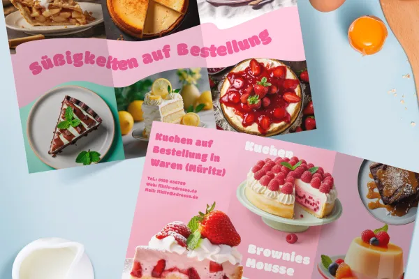 Bilder von Speisen, Essen und Getränken: Desserts in einem Flyer