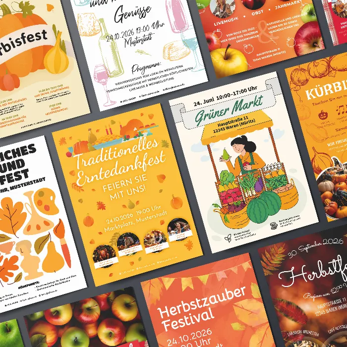 Flyer- & Plakat-Vorlagen für Herbstfeste und zum Erntedankfest