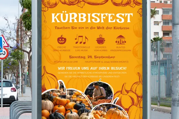 Flyer- & Plakat-Vorlagen für Herbstfeste und zum Erntedank: Kürbisfest