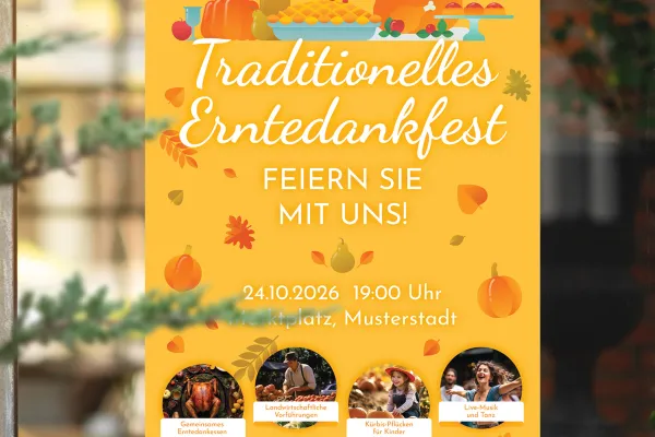 Flyer- ja juliste-mallit syysjuhliin ja sadonkorjuujuhlaan