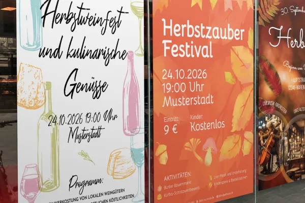 Flyer- ja julistepohjia syysjuhliin ja sadonkorjuun kiitokseen.