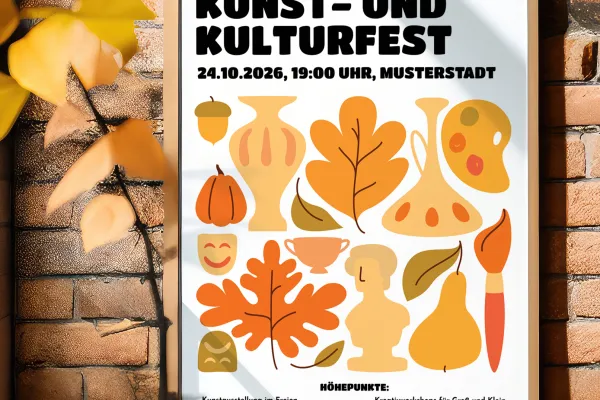 Flyer- & plakat skabeloner til efterårsmøder og høsttakkefest: kulturfest.