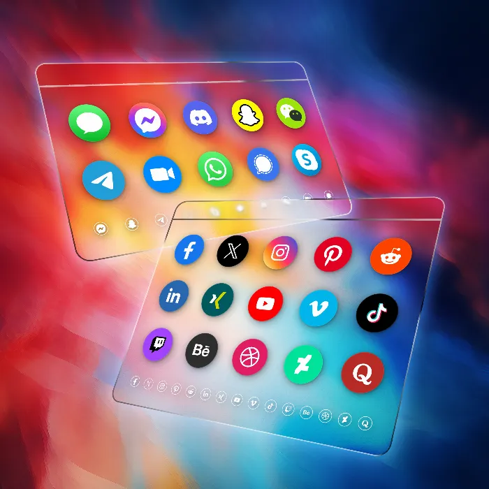 Icone e simboli: Servizi di social media e messenger - Grafica vettoriale