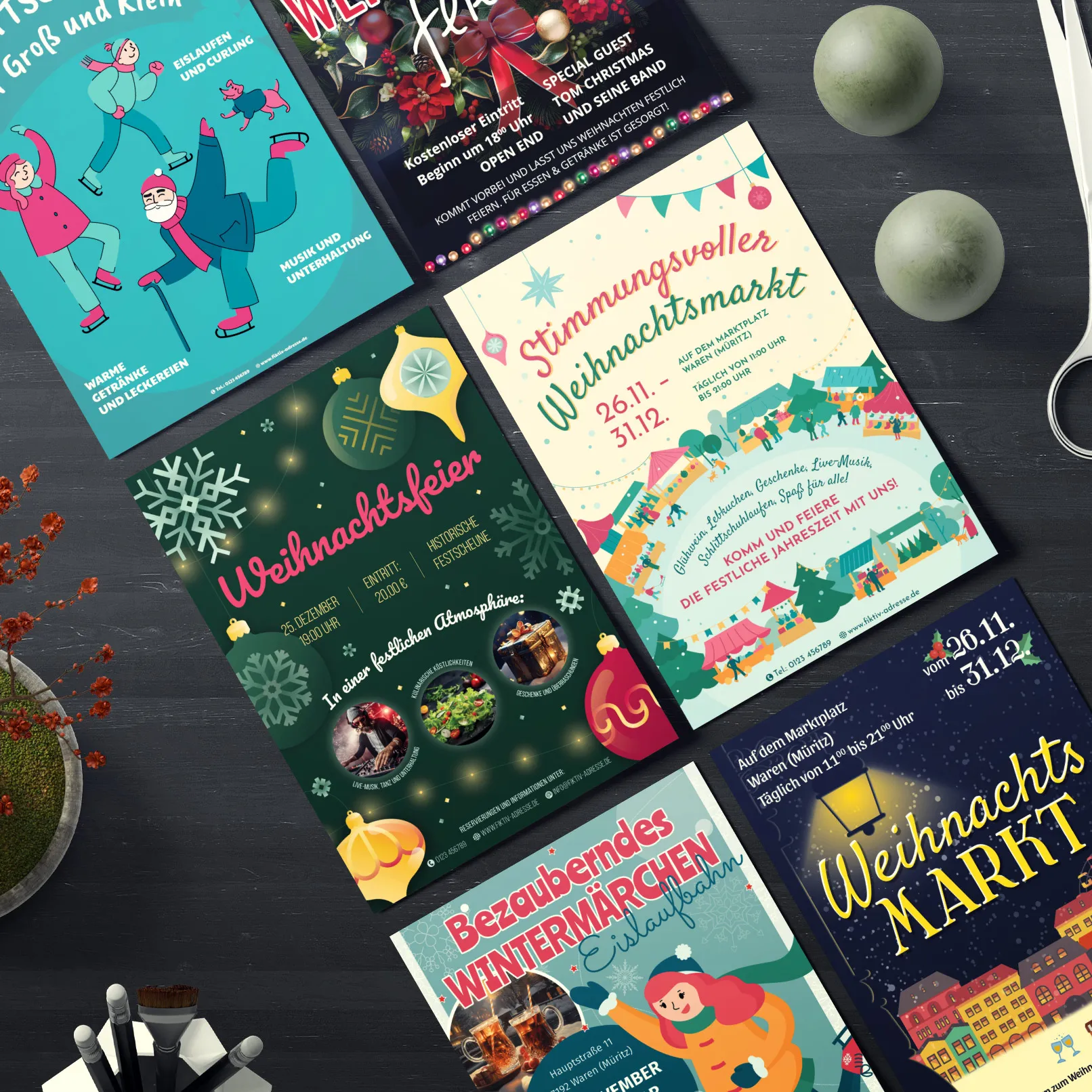 Contoh untuk poster Natal dan pamflet Natal