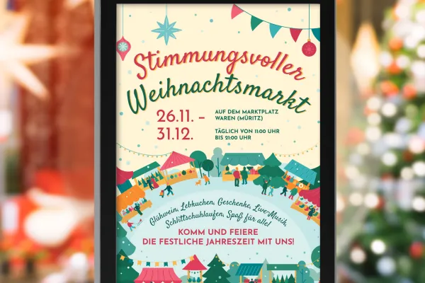 Yılbaşı afişleri ve yılbaşı el ilanları şablonları: Noel pazarı duyurusu