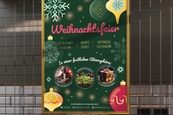 Vorlagen für Weihnachtsplakate und Weihnachtsflyer: Weihnachtsfeier ankündigen