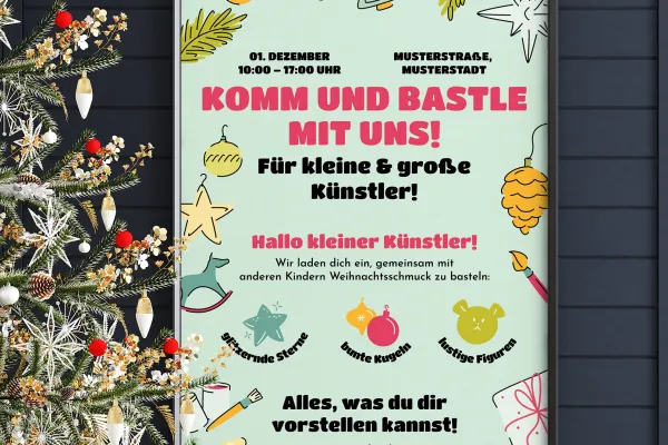 Vorlagen für Weihnachtsplakate und Weihnachtsflyer: Veranstaltung für Kinder und Familien ankündigen