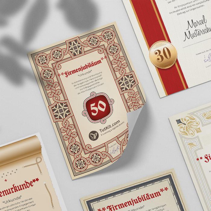 Sjablonen voor certificaten: erecertificaat, bedrijfsjubileum, dienstjubileum
