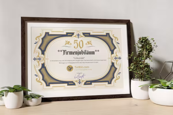 Sjabloon voor certificaten, eretitels, voor dienstjubilea en bedrijfsjubilea.
