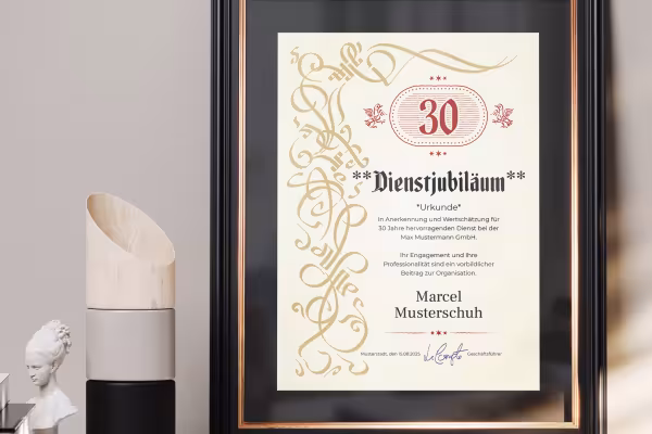 Sjabloon voor diploma's, erecertificaten, voor dienstjubilea en bedrijfsjubilea