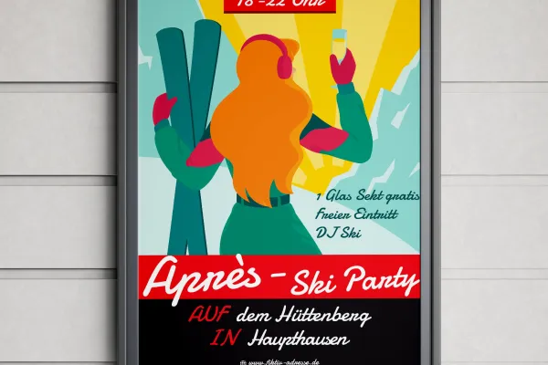Après-Ski-fest & hyggeligt hytteparty - flyer- og plakat skabelon til vinteren.