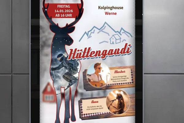 Après-Ski-fest og hyggelige hytteaftener - flyer- og plakat-skabelon til vinteren
