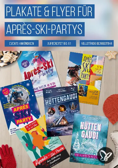 Après-Ski-Party & Hüttengaudi – Flyer- und Plakat-Vorlagen für den Winter