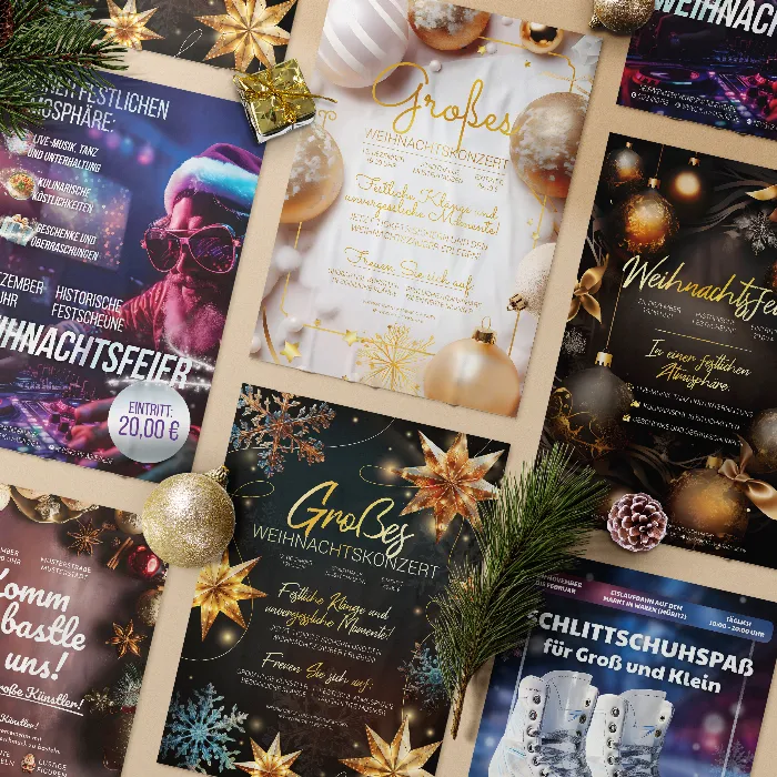 Weihnachten: Poster & Flyer gestalten – 7 weihnachtliche Design-Vorlagen