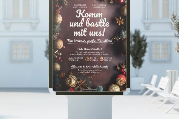 Plakater og flyers til jul - Designskabelon til julehygge med børn.