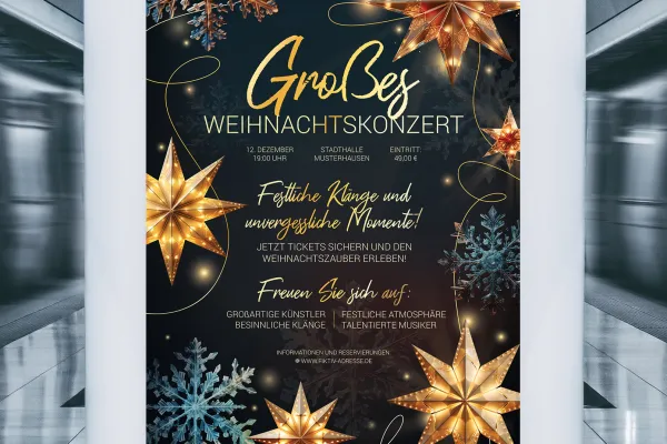 Affiche et flyer pour Noël - Modèle de design pour concert de Noël.