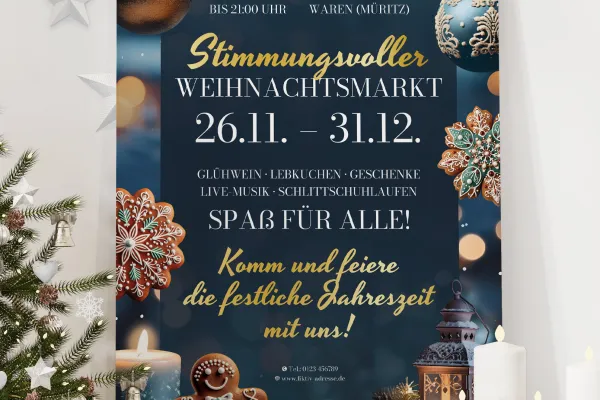 Poster und Flyer für Weihnachten – Design-Vorlage für Weihnachtsmarkt
