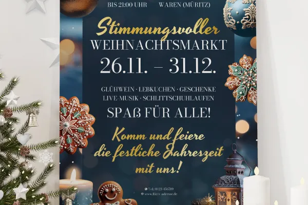 Affiches et dépliants pour Noël - Modèle de design pour marché de Noël.