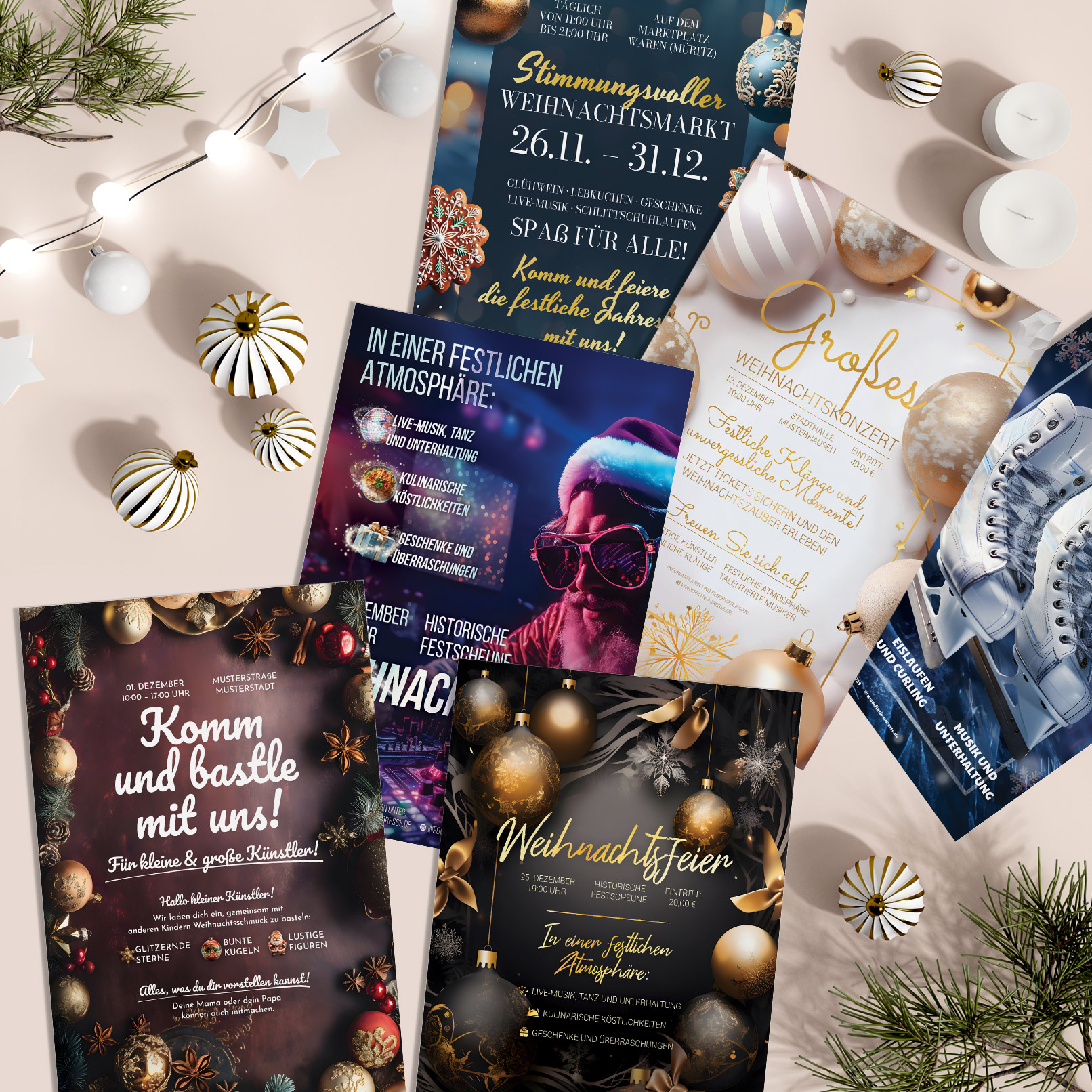 Sobald wieder Weihnachten ansteht: Verwende unsere Vorlagen für Weihnachtsplakate.